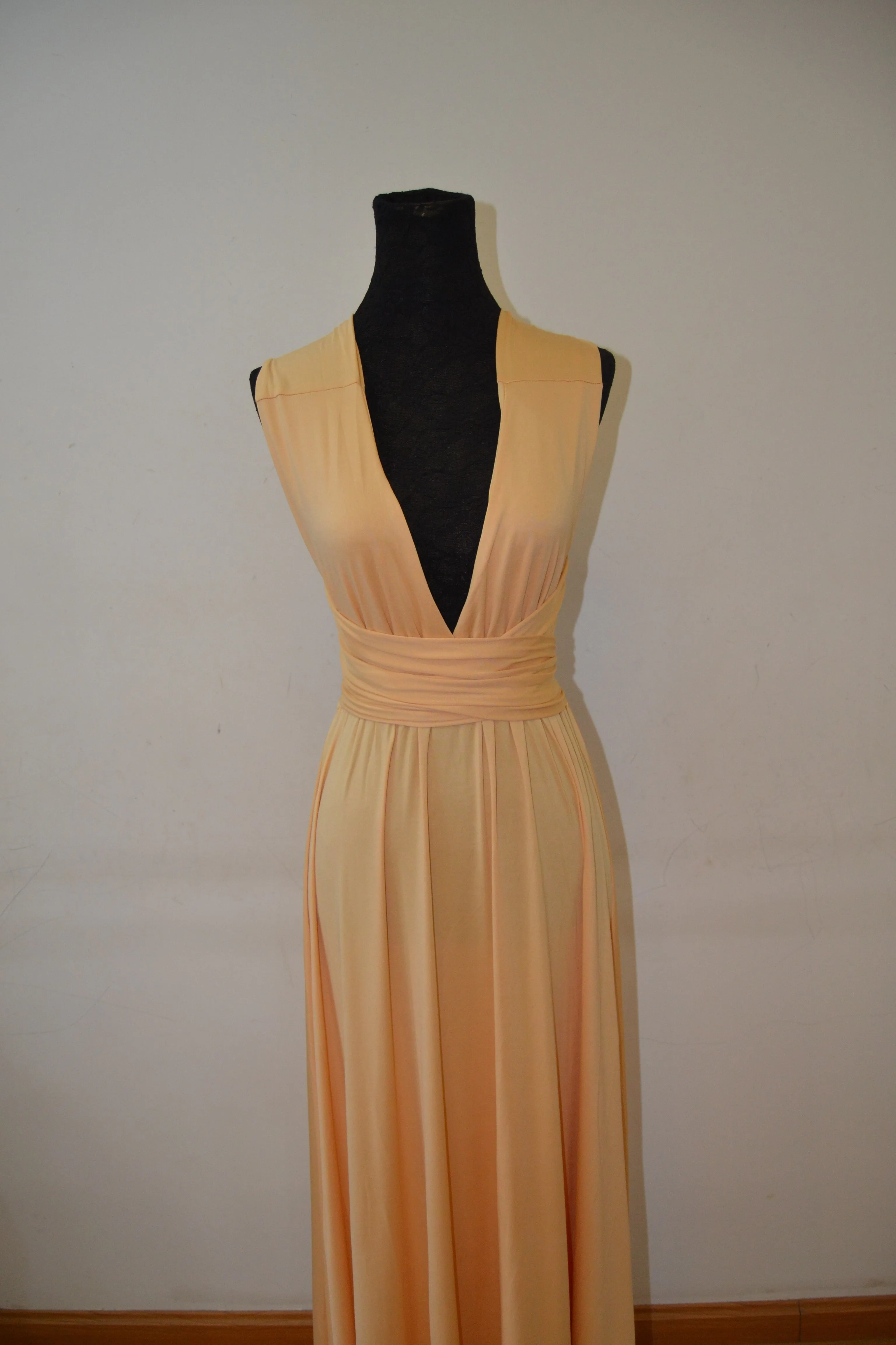 Long Spandex Light Champagne Multi Way Bridesmaid Dress, Convertible Dresses