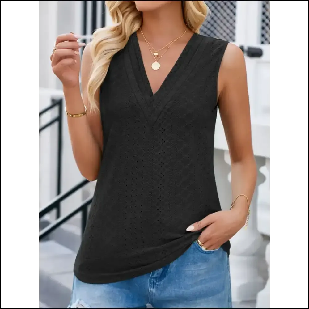 Lovelet Eyelet V-Neck Tank: Embrace Your Inner Goddess