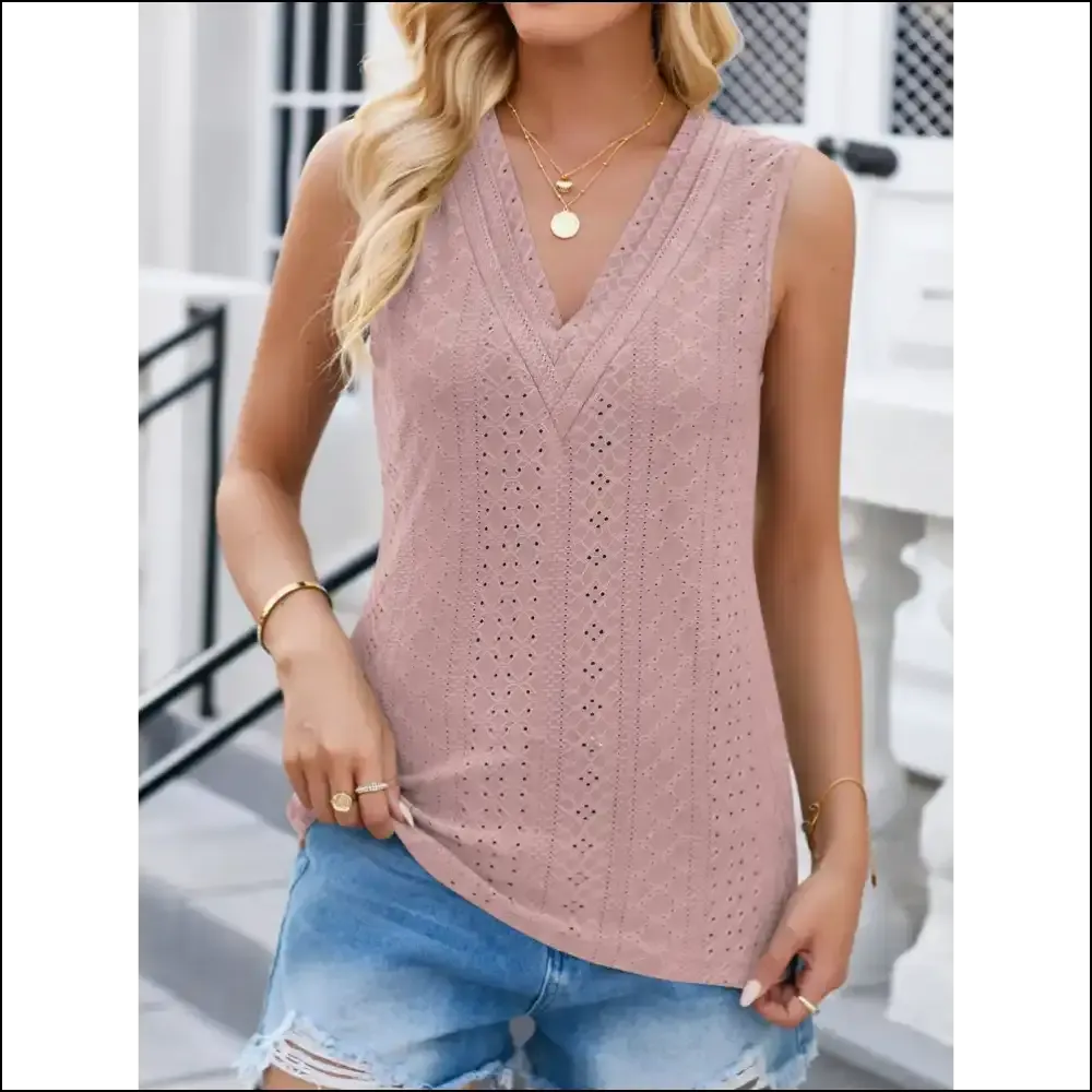 Lovelet Eyelet V-Neck Tank: Embrace Your Inner Goddess