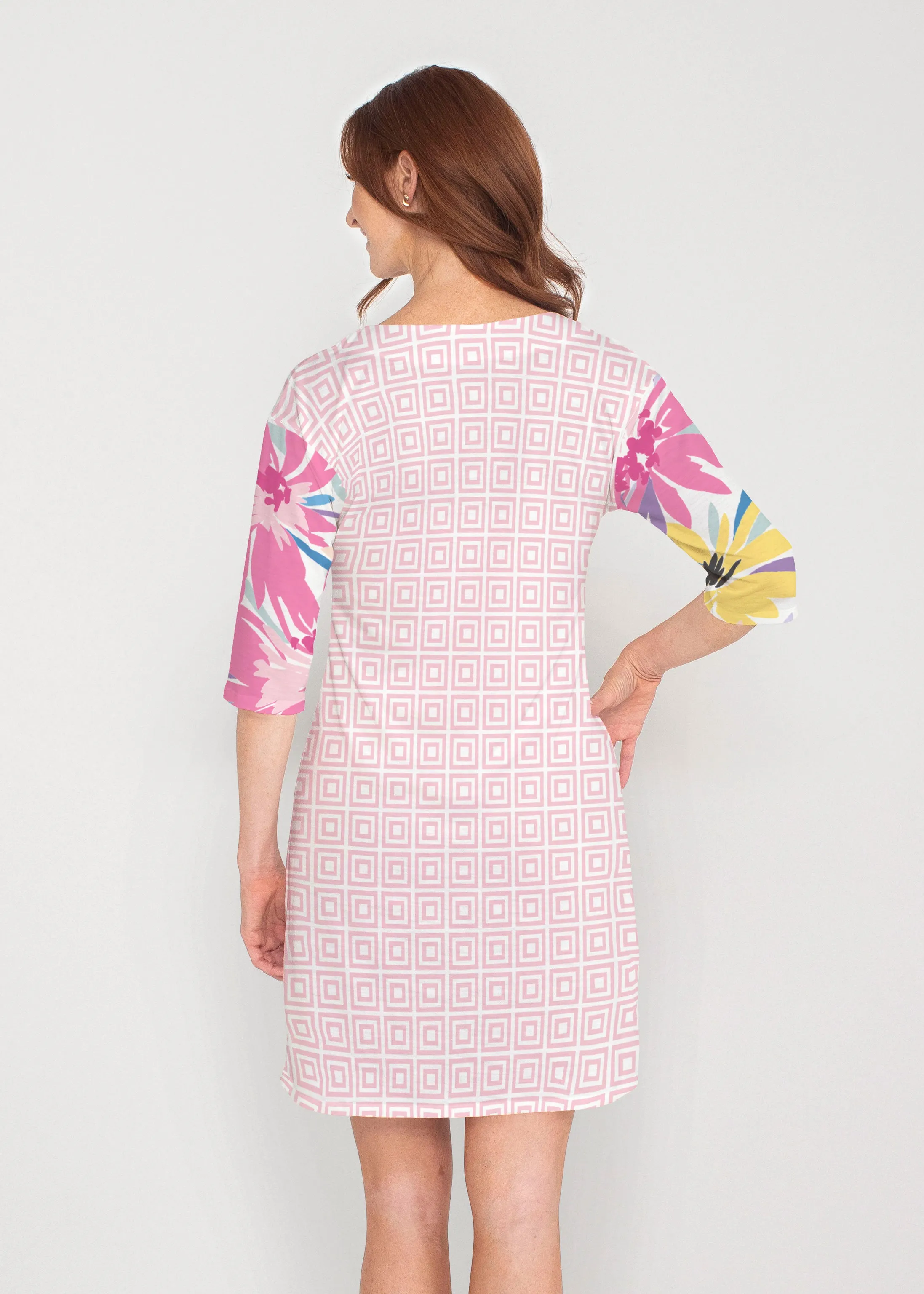 Loves me Loves me Not (8068) ~ Drop Shoulder 3/4 Sleeve V-Neck Dress