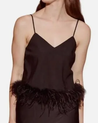 Lucy Paris Black Feather Trim Tank