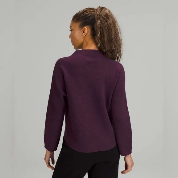 Lululemon Boxy Cotton-Blend Sweater, Heathered Vintage Plum, Size M/L