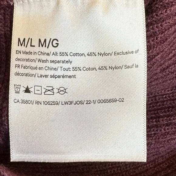Lululemon Boxy Cotton-Blend Sweater, Heathered Vintage Plum, Size M/L