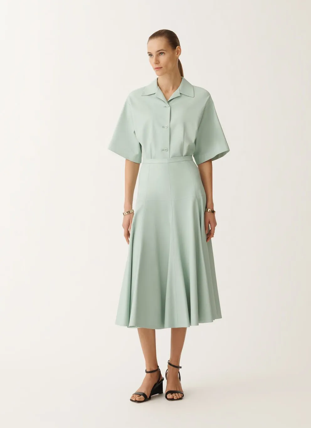LUXURY LAMBSKIN MIDI SKIRT