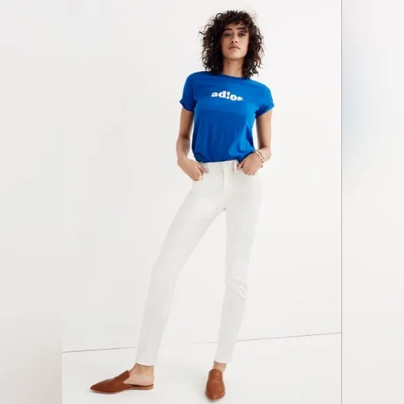 Madewell 9&quot; Mid-Rise Skinny Jeans in Pure White Size 26 NWOT