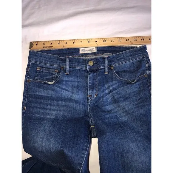 Madewell Jeans Size 30 Blue Stretch Skinny Slim Straight Inseam 27.5 Med Wash