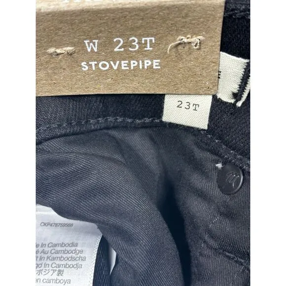 Madewell‎ NWT Stovepipe Tall Slim Straight High Rise Black Wash Jeans in Size 23