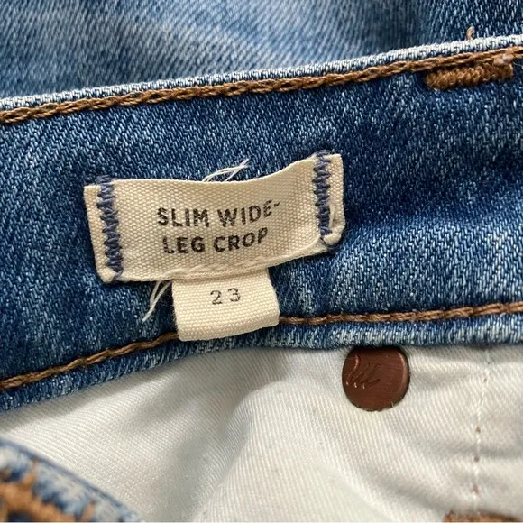 Madewell Slim Wide Leg Jeans Olympia Wash Blue Button Front Edition Cropped 23