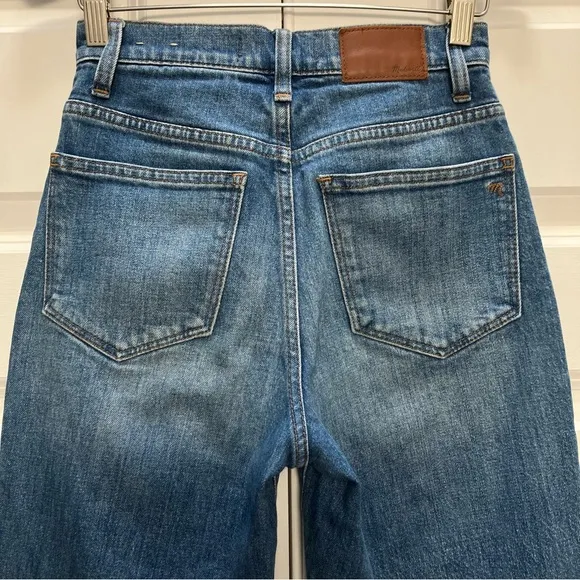 Madewell Slim Wide Leg Jeans Olympia Wash Blue Button Front Edition Cropped 23