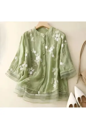 Marie - Floral Button Blouse