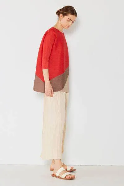Marina West Swim Pleated Horizontal Rib Color Block Top