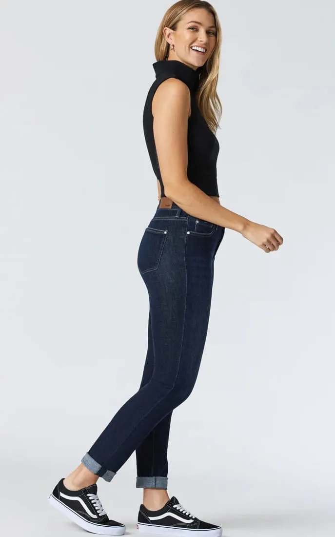 Mavi- Kathleen Slim Boyfriend in Deep Brushed Feather Blue 28" Length