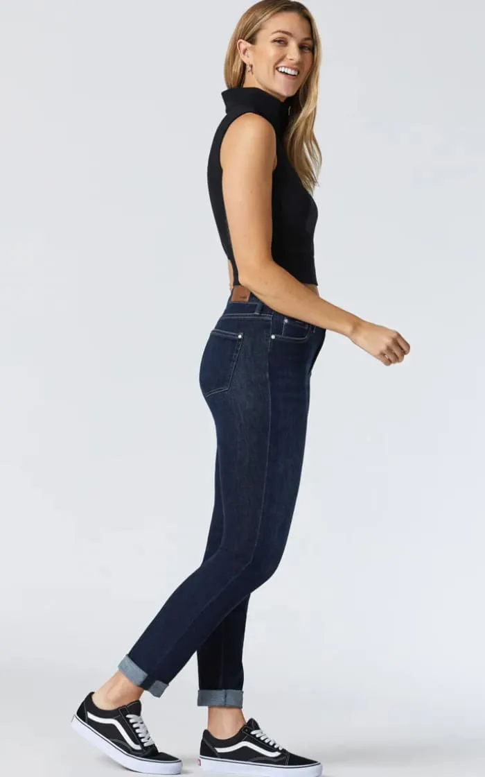 Mavi- Kathleen Slim Boyfriend in Deep Brushed Feather Blue 32" Length