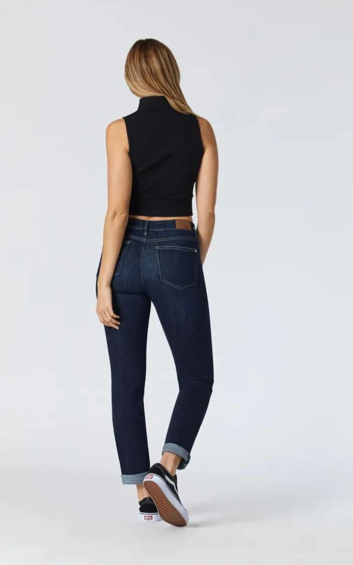Mavi- Kathleen Slim Boyfriend in Deep Brushed Feather Blue 32" Length