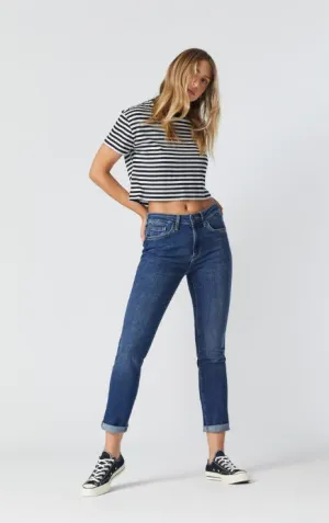 Mavi Kathleen Slim Boyfriend Jeans in Mid Feather Blue