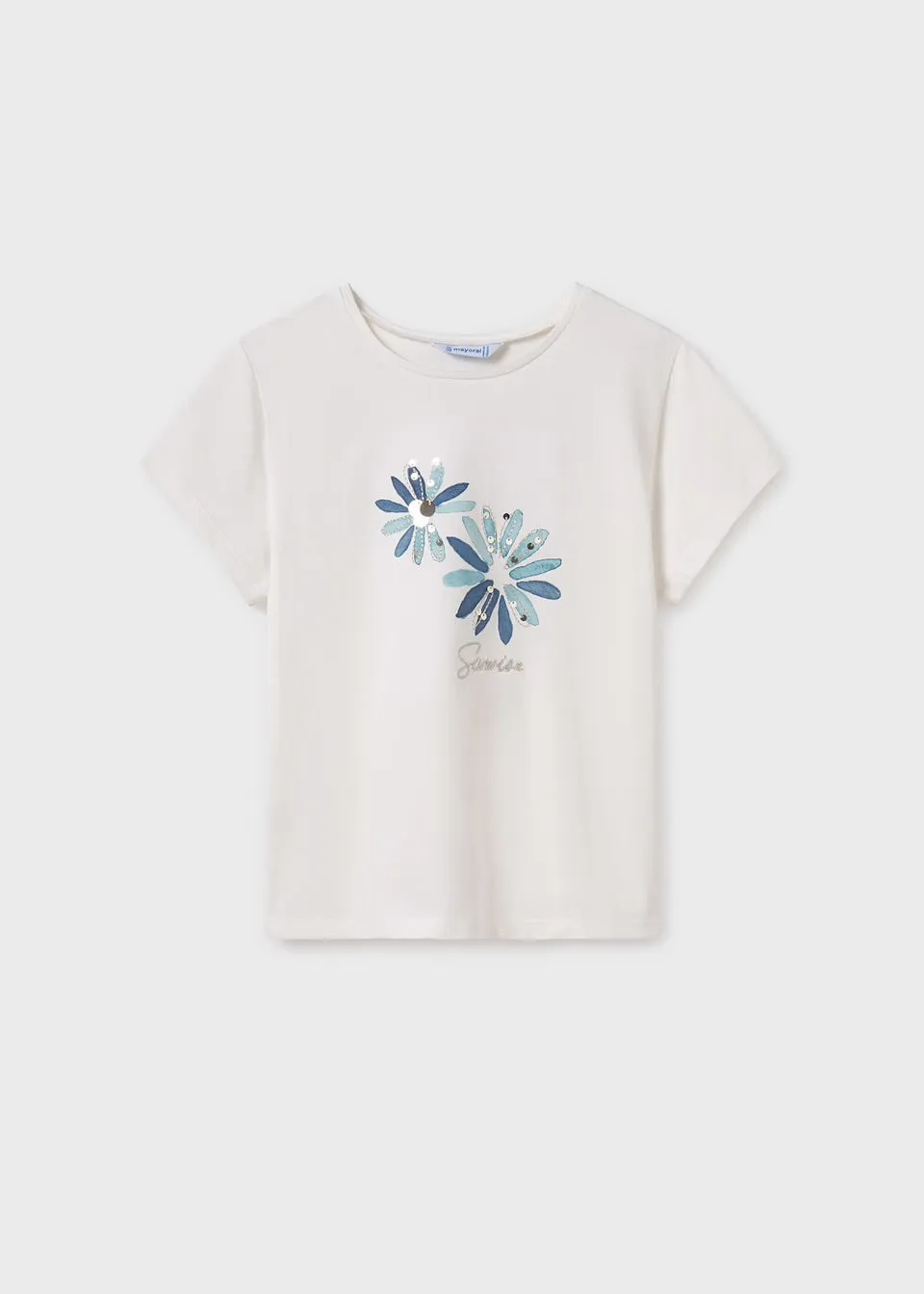 Mayoral Older Girls T-Shirt 6020 Blue Flower