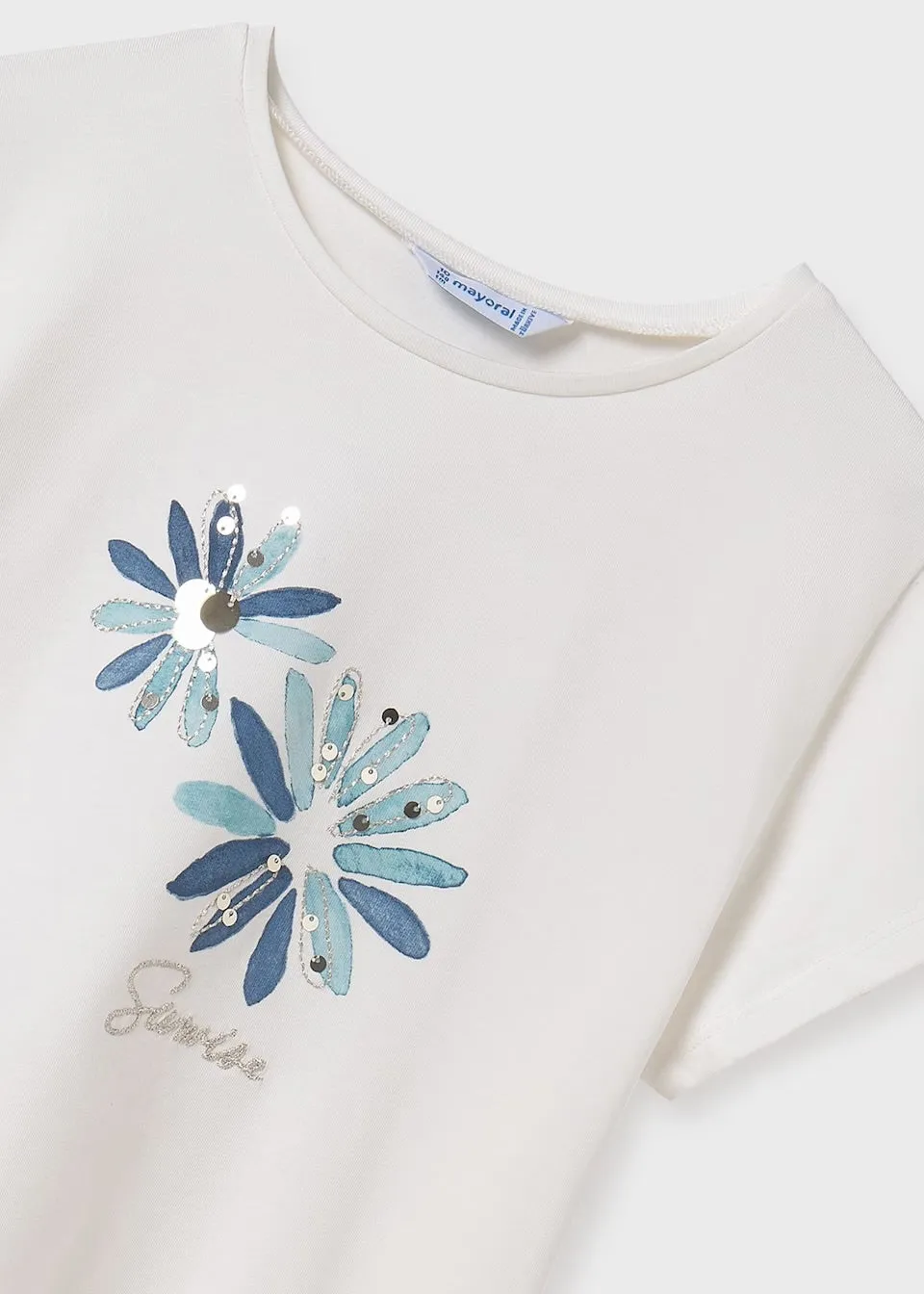 Mayoral Older Girls T-Shirt 6020 Blue Flower