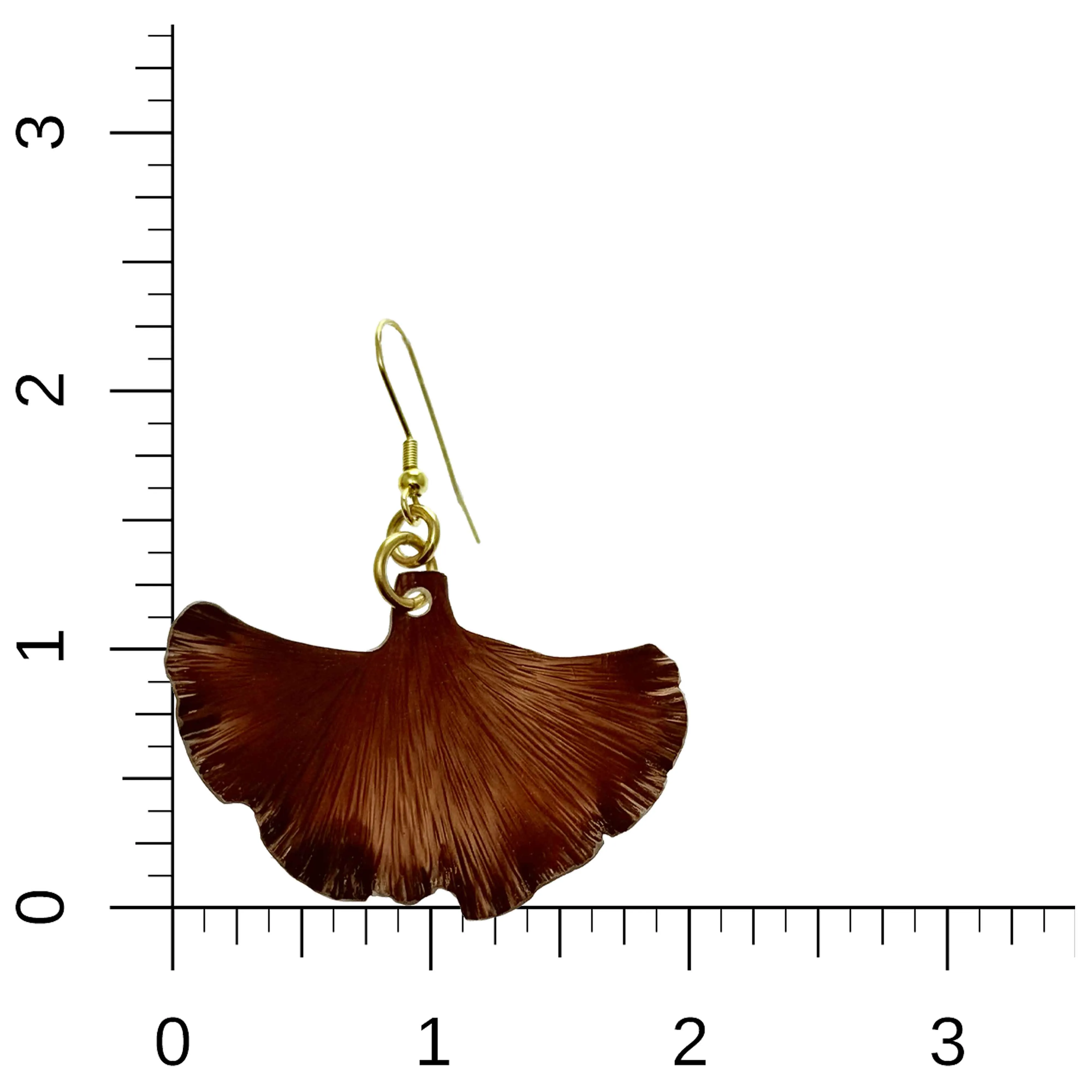 Medium Henna Brown Anodized Ginkgo Leaf Earrings
