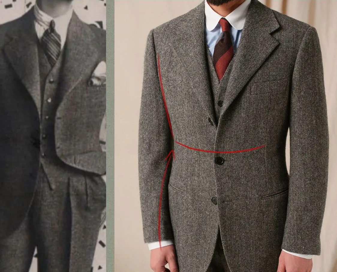 Men's 1930s Retro Herringbone Suit