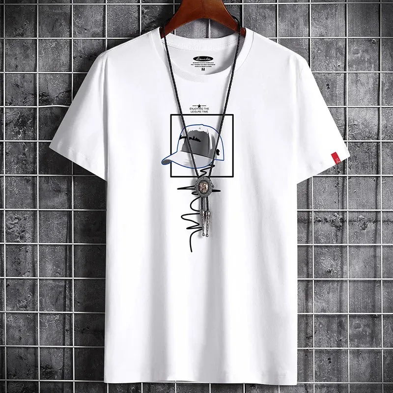 Men's casual t-shirt modern graphic print short sleeve - comfortable everyday tee for relaxed outings