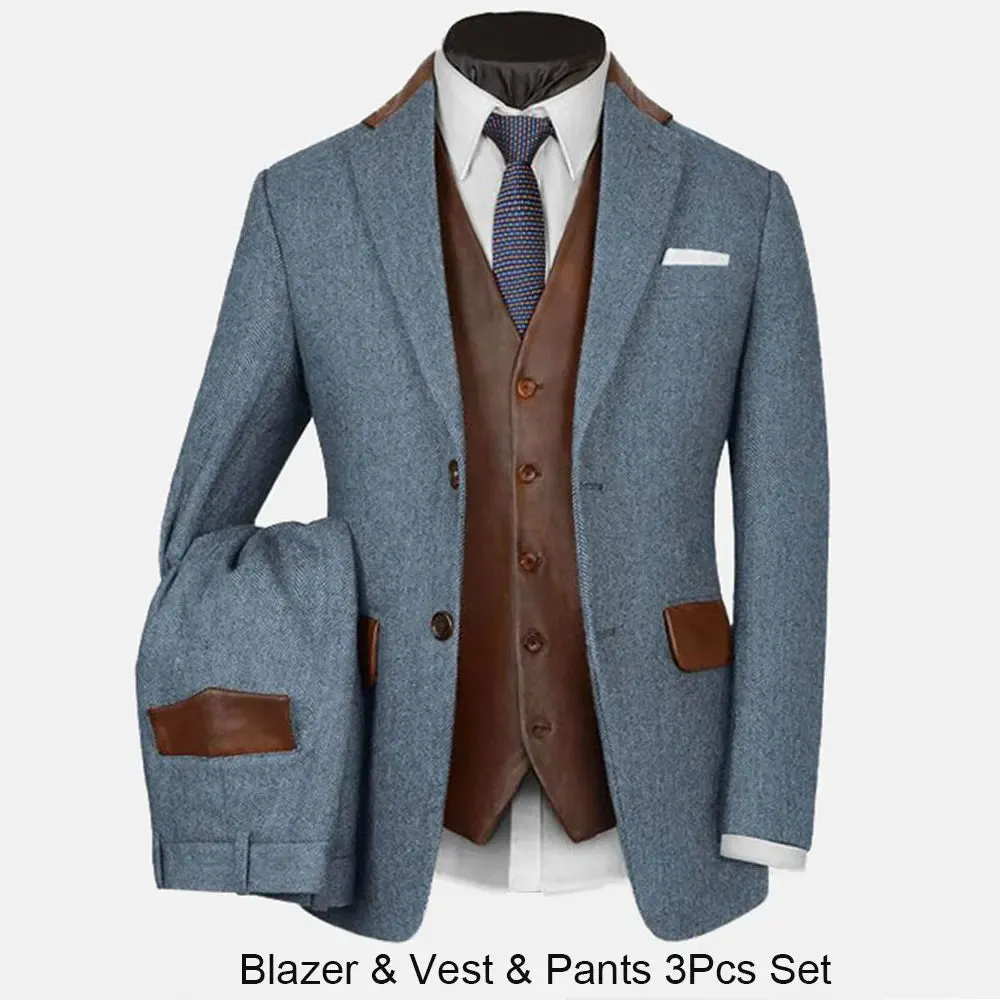 Mens Suit Simple Business Elegant Fashion Gentleman Suit Slim 2-piece Suit ( Jacket   Pants ) High-end Brand Formal Business Men
