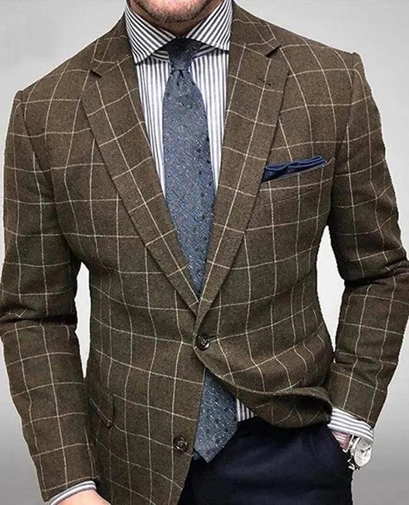 Mens Suit Simple Business Elegant Fashion Gentleman Suit Slim 2-piece Suit ( Jacket   Pants ) High-end Brand Formal Business Men