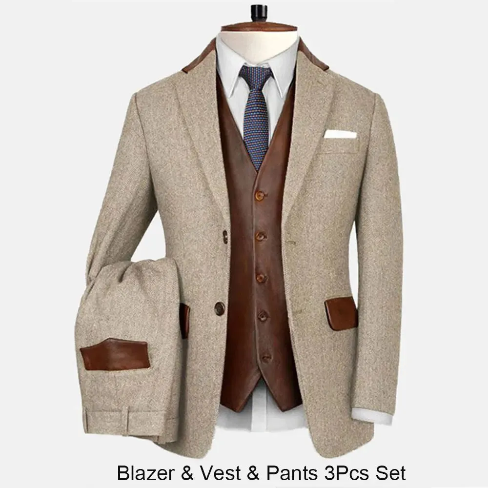 Mens Suit Simple Business Elegant Fashion Gentleman Suit Slim 2-piece Suit ( Jacket   Pants ) High-end Brand Formal Business Men