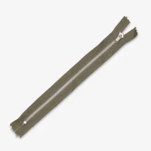 Metal Trouser Zips Olive - 20cm