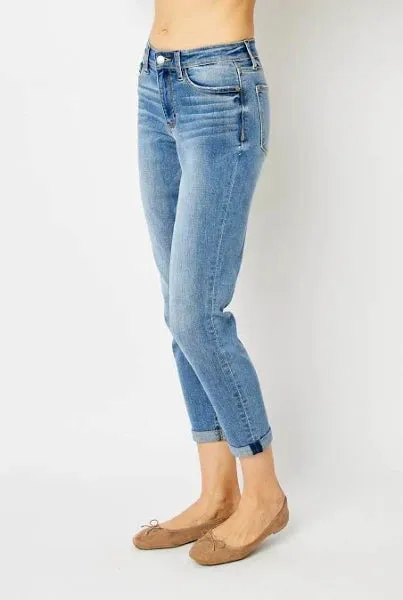 MID RISE CUFFED SLIM JEANS | Stuffology Boutique