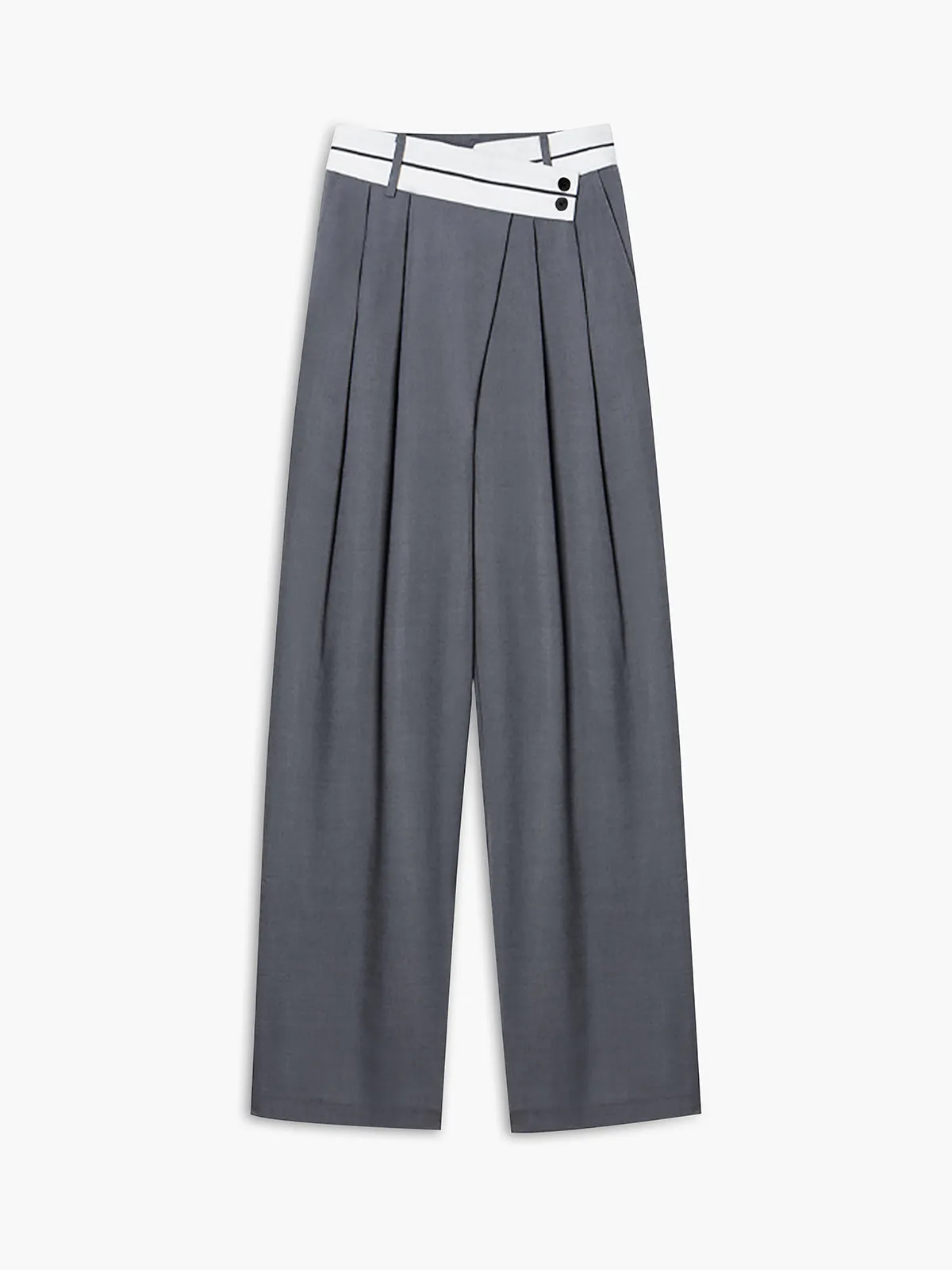Mona - Wide-leg pants with asymmetrical waistband