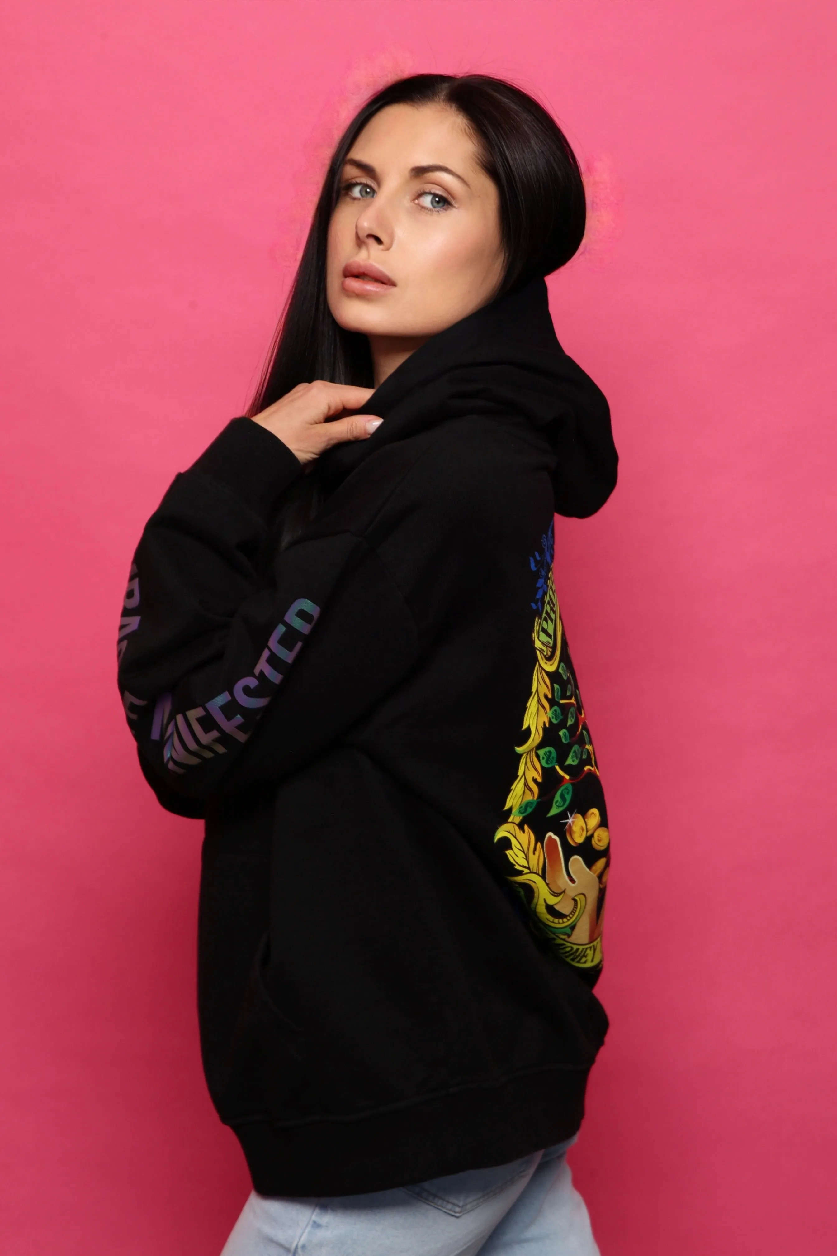 Money Tree Reflective Affirmation Hoodie - Black
