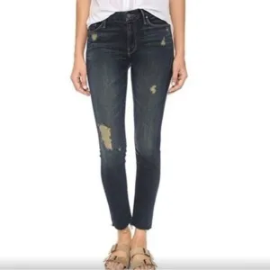 MOTHER | The Looker Ankle Fray Jean in Jaded &amp; Torn