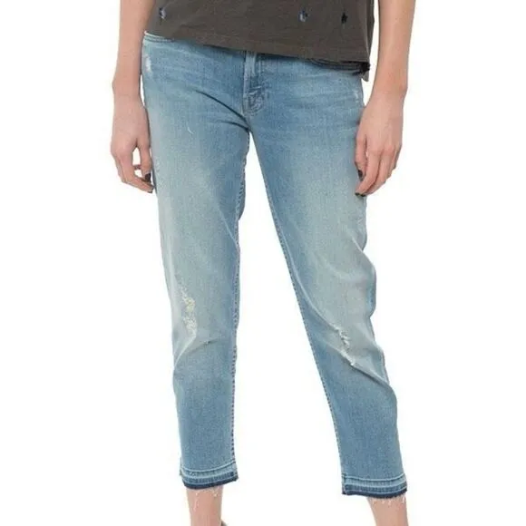 Mother Undone Hem Dropout Jeans in Cliffhanger