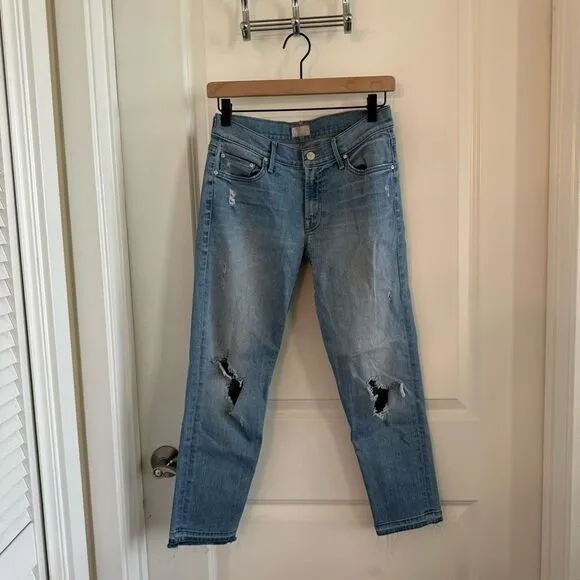 Mother Undone Hem Dropout Jeans in Cliffhanger