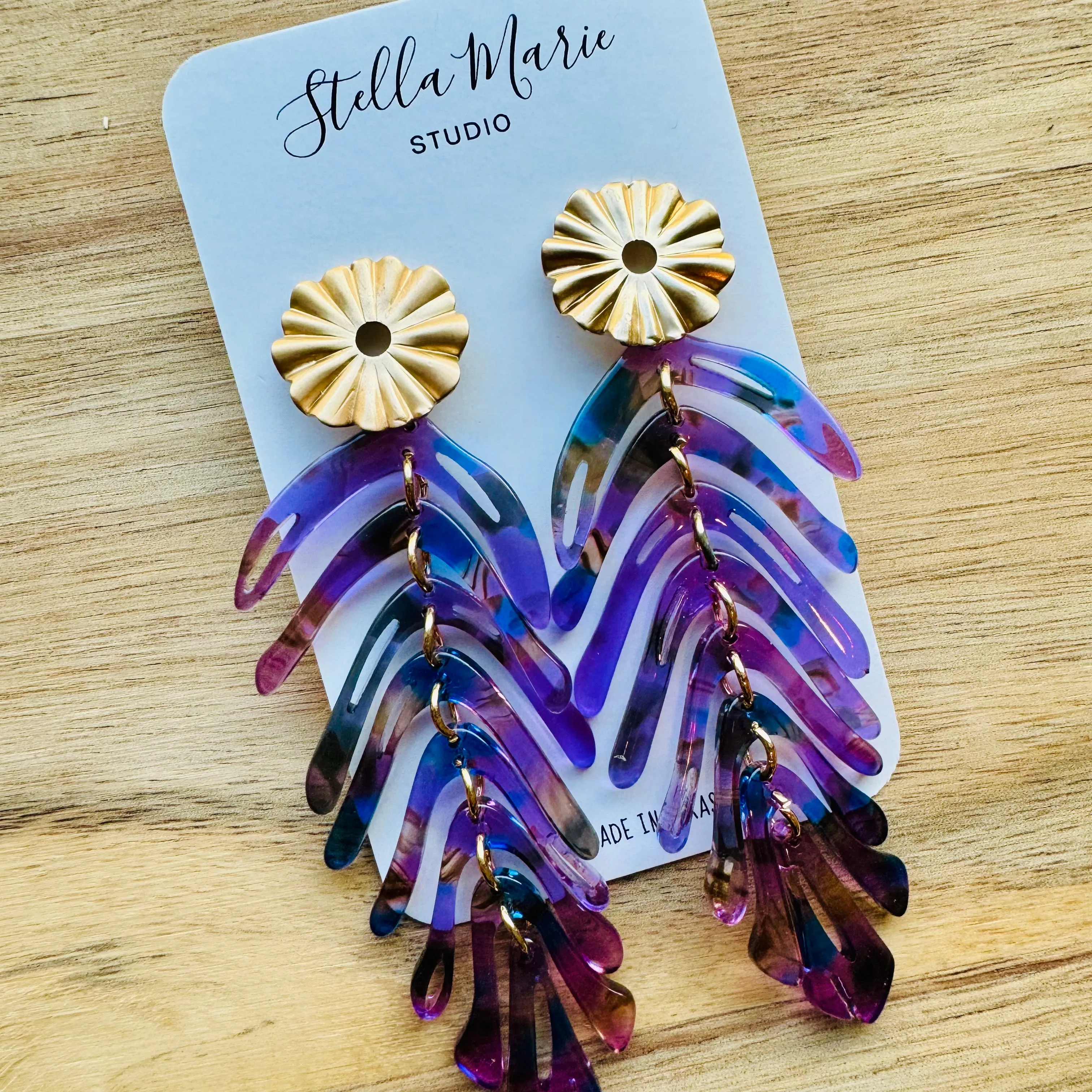 MULTIPLE COLORS: Acrylic Feather Earrings