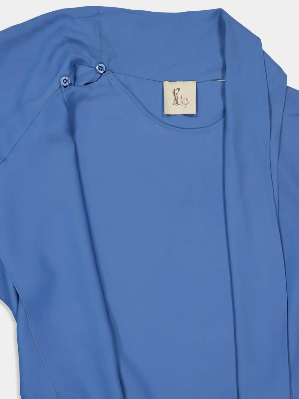 Narcissus Dutch Blue Wrap Top with Collar Tie
