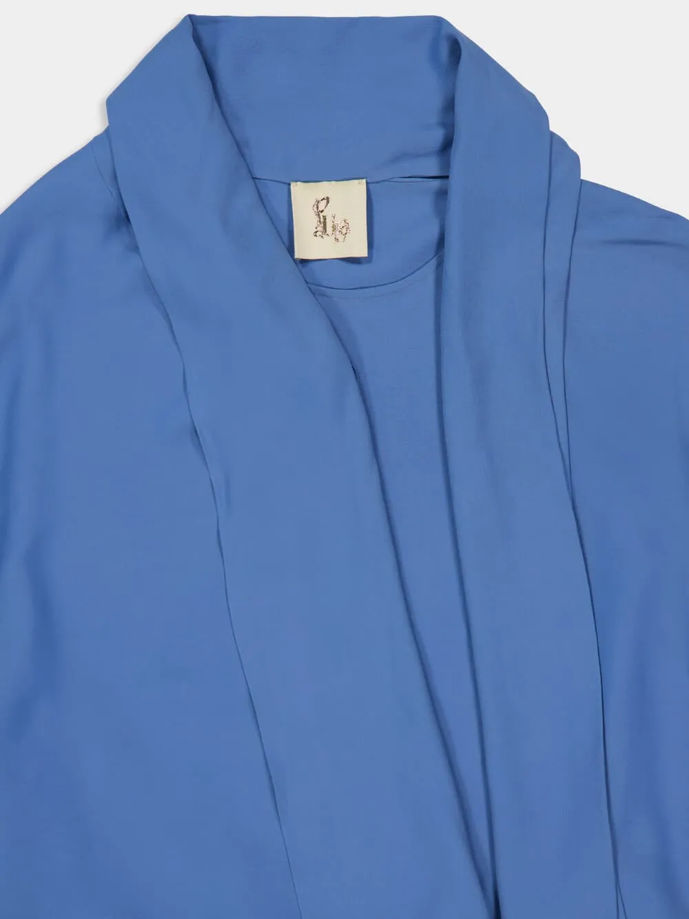 Narcissus Dutch Blue Wrap Top with Collar Tie