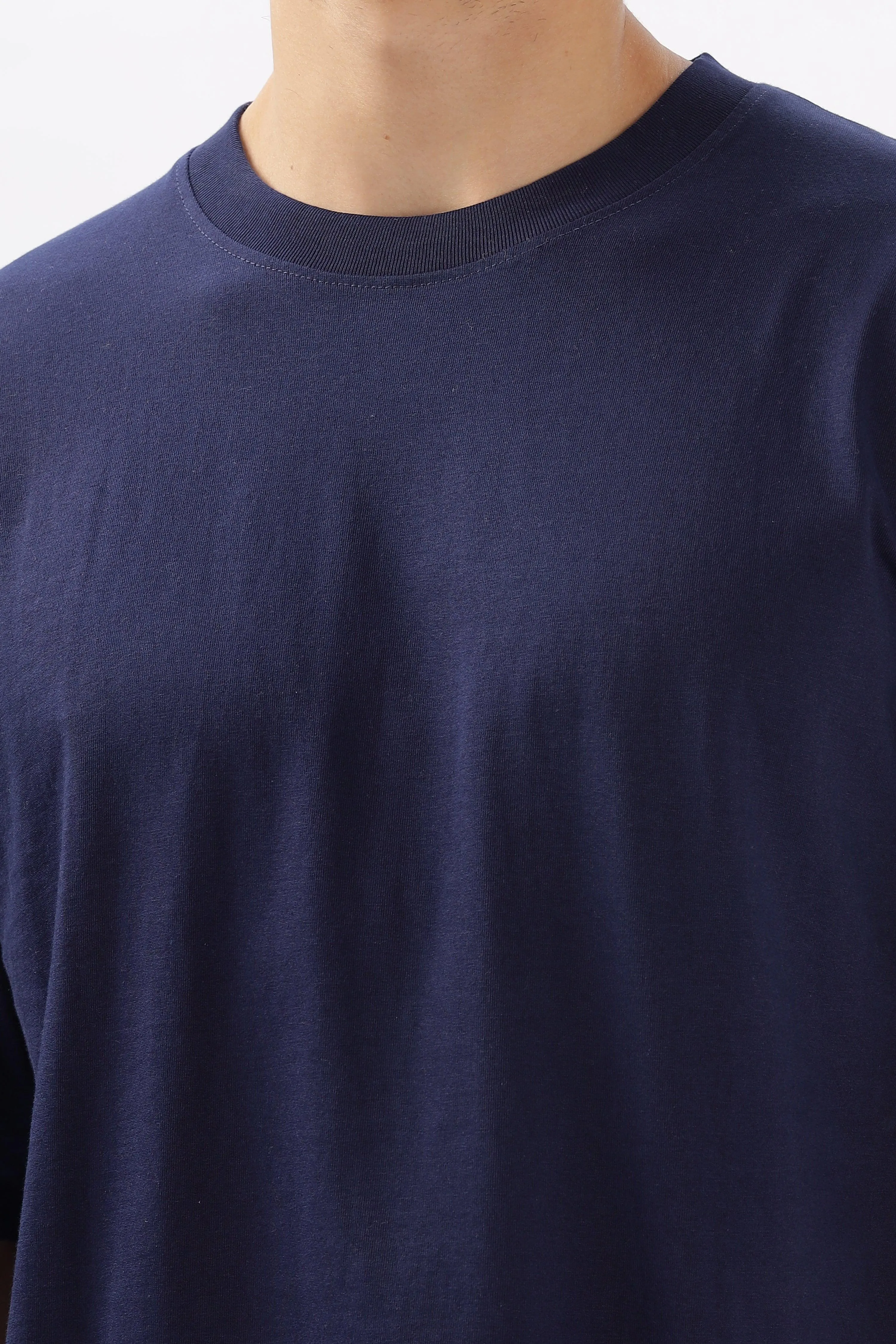 Navy Blue Oversized Solid T-shirt