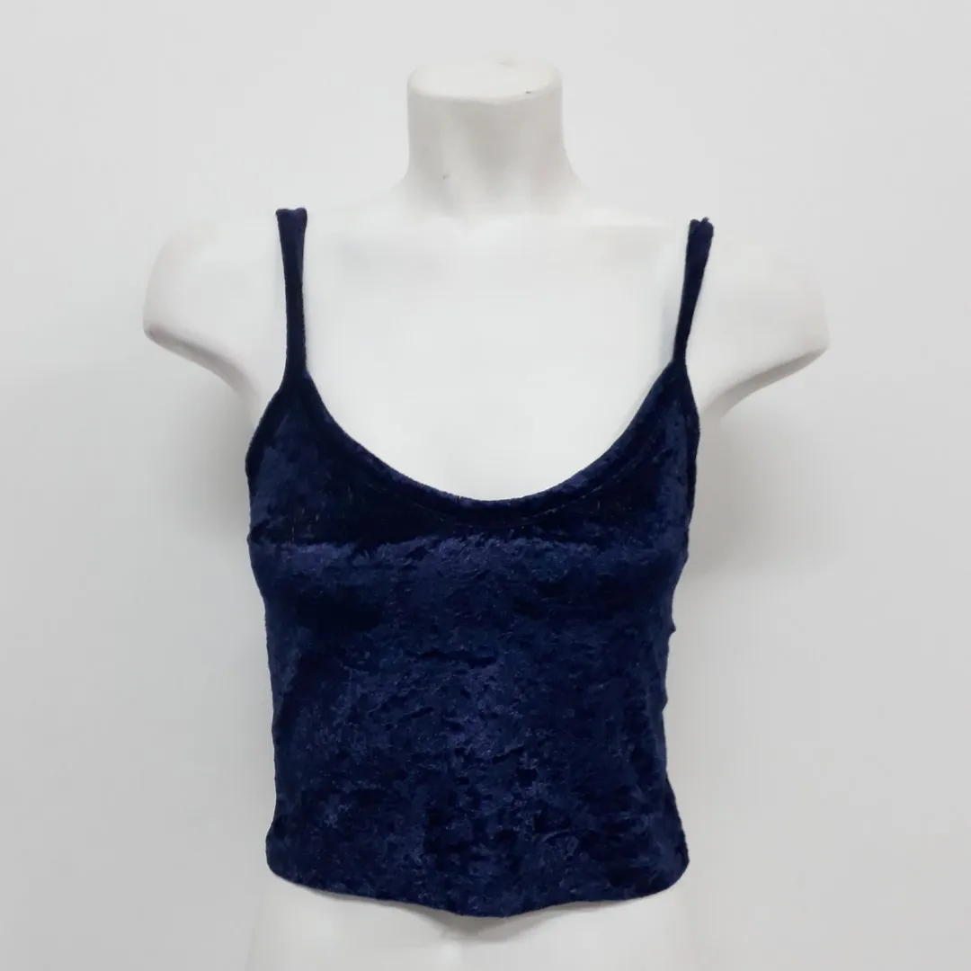 Navy Velvet Crop Top