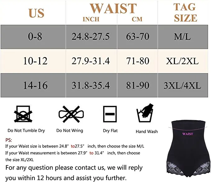 Nebility Women Butt Lifter Body Shaper Panty Tummy Control Hi-Waisted Shapewear, Black- Size M/L