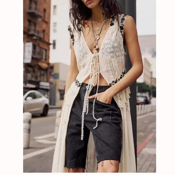 new Free people GHOST TOWN LONG SHORT Jeans