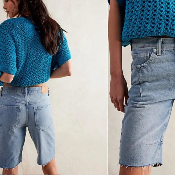 new Free people GHOST TOWN LONG SHORT Jeans