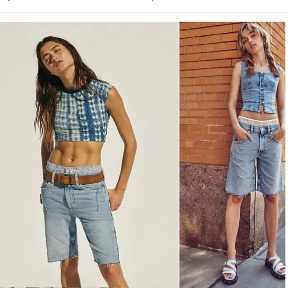 new Free people GHOST TOWN LONG SHORT Jeans