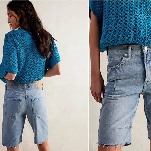 new Free people GHOST TOWN LONG SHORT Jeans