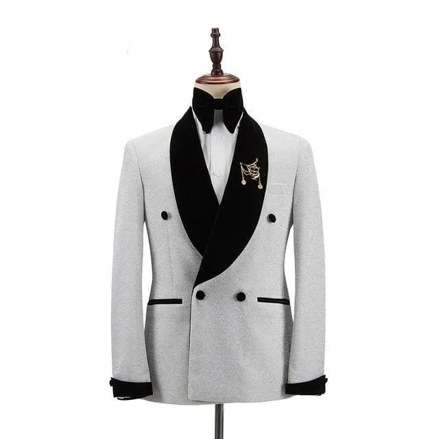 New Men Tuxedo 2 Pieces Double Breasted Shawl Lapel Wedding Party Suit