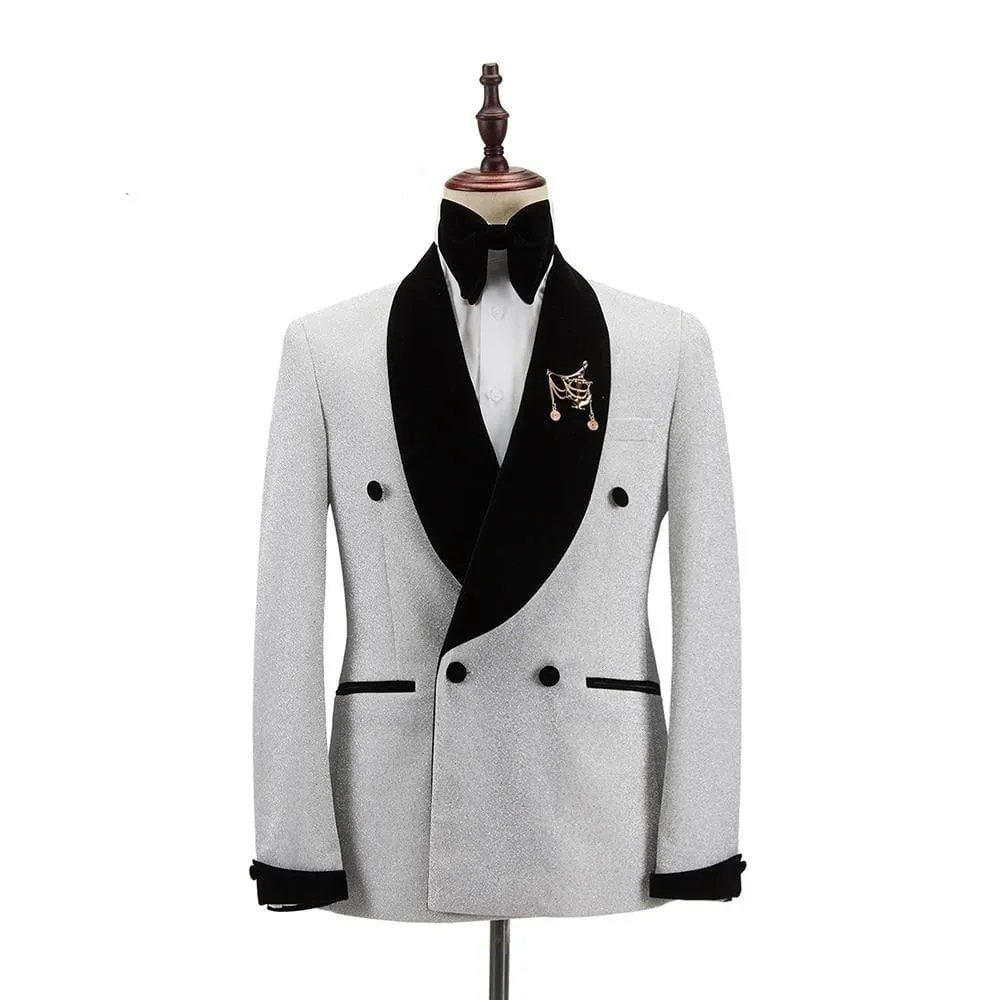 New Men Tuxedo 2 Pieces Double Breasted Shawl Lapel Wedding Party Suit