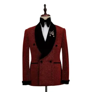 New Men Tuxedo 2 Pieces Double Breasted Shawl Lapel Wedding Party Suit