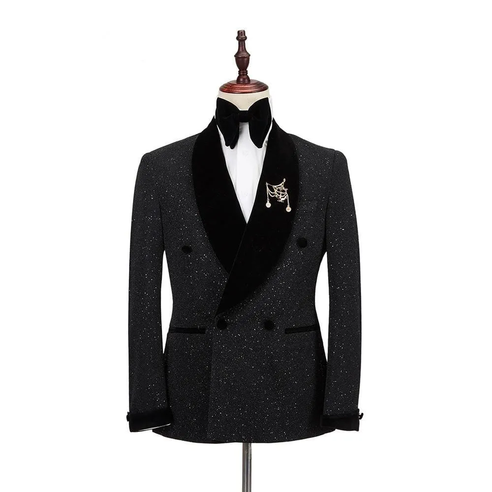New Men Tuxedo 2 Pieces Double Breasted Shawl Lapel Wedding Party Suit