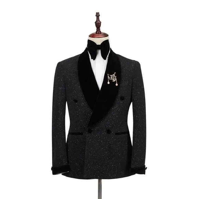 New Men Tuxedo 2 Pieces Double Breasted Shawl Lapel Wedding Party Suit