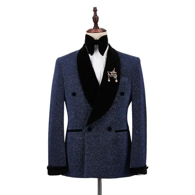 New Men Tuxedo 2 Pieces Double Breasted Shawl Lapel Wedding Party Suit